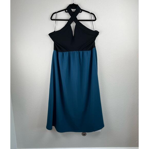 Chelsea28 Mixed Media Colorblock Sleeveless Halter Midi Dress Blue/Black 2X NWT - Picture 14 of 15